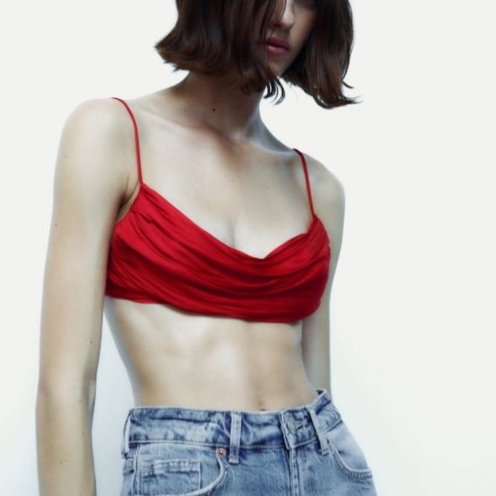 ZARA SATIN EFFECT CROP TOP